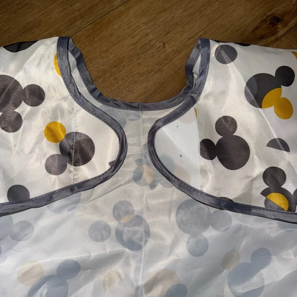 Disney Long Sleeve Bib in White, Yellow, Gray